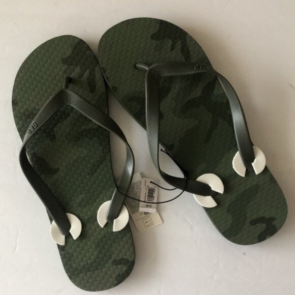 Gap Logo Flip Flops Mens Olivine Green Army Sz. 10-11 Men's - Picture 2 of 4